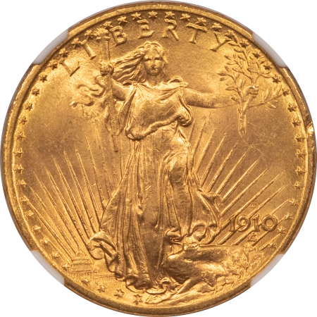 $20 1910-D $20 ST GAUDENS GOLD – NGC MS-64, LUSTROUS!