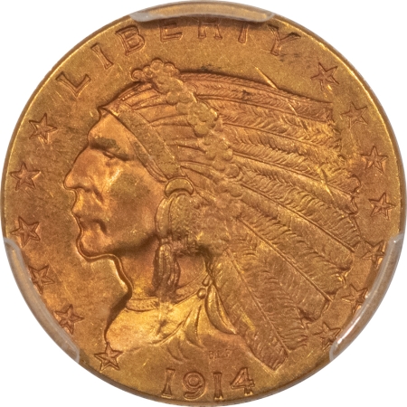 $2.50 1914 $2.50 INDIAN HEAD GOLD – PCGS MS-61, TOUGH DATE!
