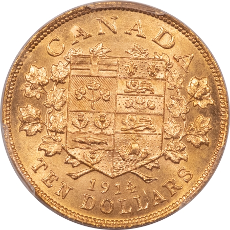 New Certified Coins 1914 CANADA $10, GOLD RESERVE – PCGS MS-63+, FLASHY!