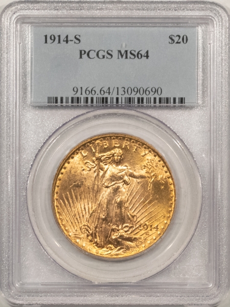 $20 1914-S $20 ST GAUDENS GOLD – PCGS MS-64, FLASHY!
