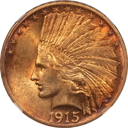 $10 1915 $10 INDIAN HEAD GOLD – NGC AU-58, REALLY PRETTY COLOR!