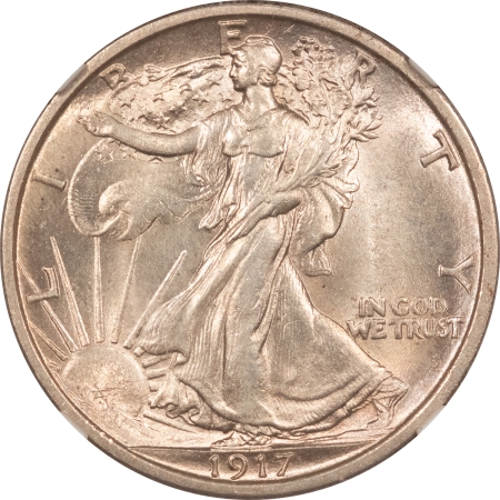 New Certified Coins 1917 WALKING LIBERTY HALF DOLLAR – NGC MS-62, FRESH WHITE, PREMIUM QUALITY!