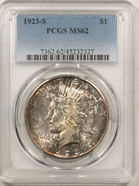New Certified Coins 1923-S PEACE DOLLAR – PCGS MS-62, GREAT UNDERLYING LUSTER & WELL STRUCK! PQ!