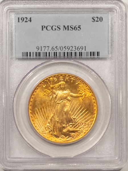 $20 1924 $20 ST GAUDENS GOLD – PCGS MS-65, REALLY PRETTY!