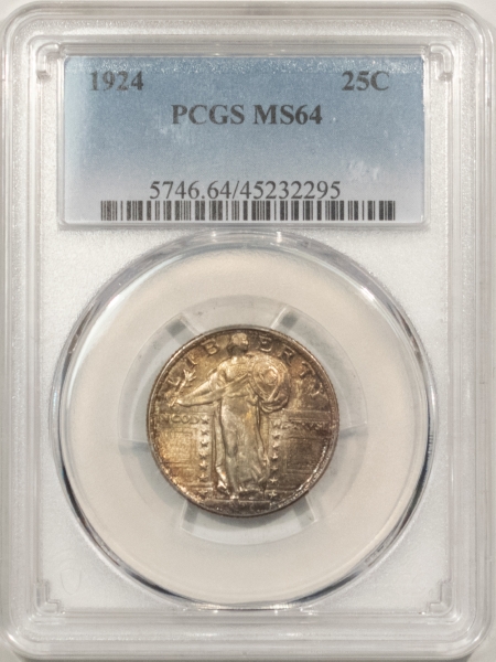 New Certified Coins 1924 STANDING LIBERTY QUARTER – PCGS MS-64, TONED ORIGINAL & CHOICE!