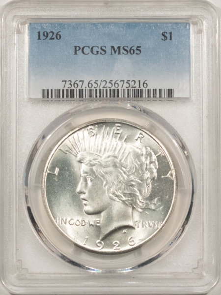 New Certified Coins 1926 PEACE DOLLAR – PCGS MS-65, BLAST WHITE GEM!