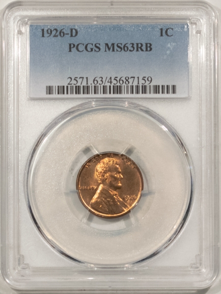 Lincoln Cents (Wheat) 1926-D LINCOLN CENT – PCGS MS-63 RB, LOTS OF RED!