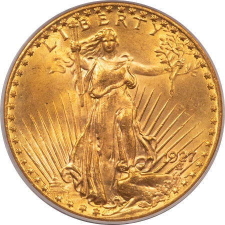 $20 1927 $20 ST GAUDENS GOLD – PCGS MS-64, LUSTROUS!