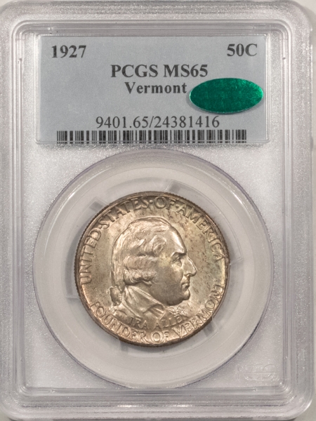 CAC Approved Coins 1927 VERMONT COMMEMORATIVE HALF DOLLAR – PCGS MS-65 ORIGINAL, PQ & CAC APPROVED!