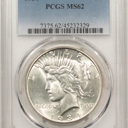 New Store Items 1934 PEACE DOLLAR – PCGS MS-62, BLAZING WHITE, APPEARS TO BE UNDER GRADED!