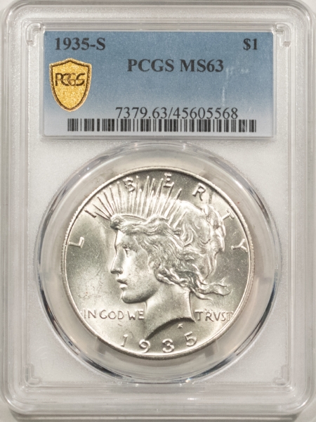 New Certified Coins 1935-S PEACE DOLLAR – PCGS MS-63, BLAST WHITE!