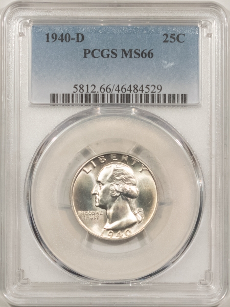 New Certified Coins 1940-D WASHINGTON QUARTER – PCGS MS-66, BLAZING WHITE!