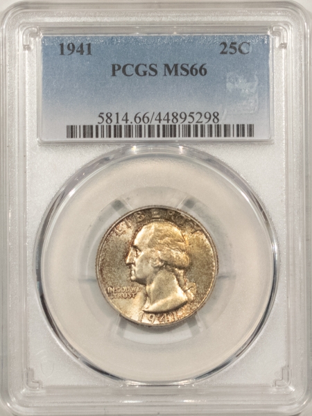 New Certified Coins 1941 WASHINGTON QUARTER – PCGS MS-66, ORIGINAL TONED & PREMIUM QUALITY!