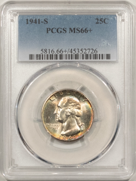 New Certified Coins 1941-S WASHINGTON QUARTER – PCGS MS-66+, GORGEOUS & PREMIUM QUALITY!