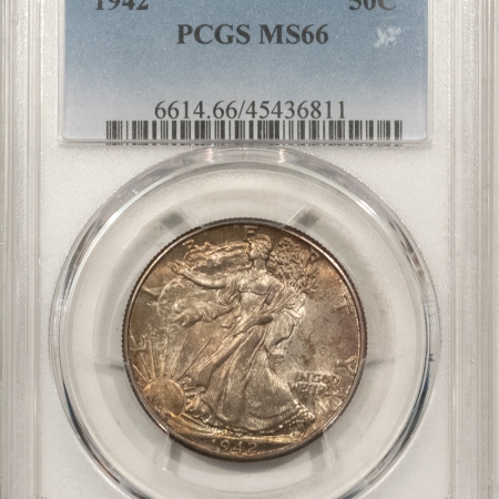 New Certified Coins 1942 WALKING LIBERTY HALF DOLLAR – PCGS MS-66, ORIGINAL GEM, UNDERLYING LUSTER!
