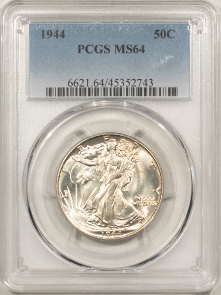 New Certified Coins 1944 WALKING LIBERTY HALF DOLLAR – PCGS MS-64, BLAST WHITE!