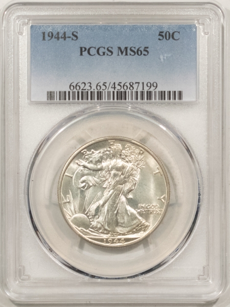 New Certified Coins 1944-S WALKING LIBERTY HALF DOLLAR – PCGS MS-65, FRESH WHITE, PQ & GEM!