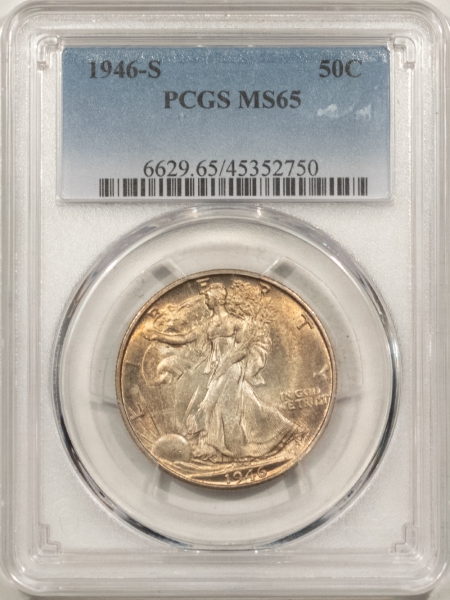 New Certified Coins 1946-S WALKING LIBERTY HALF DOLLAR – PCGS MS-65, PRETTY GEM!