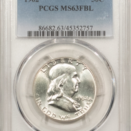 New Store Items 1962 FRANKLIN HALF DOLLAR – PCGS MS-63 FBL, FULL BELL LINES! TOUGHER DATE!