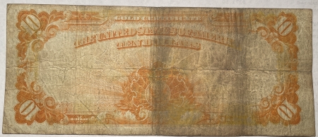 Large Gold Certificates 1922 $10 GOLD CERTIFICATE, FR-1173, ORIGINAL FINE W/ SOME REVERSE DIRT