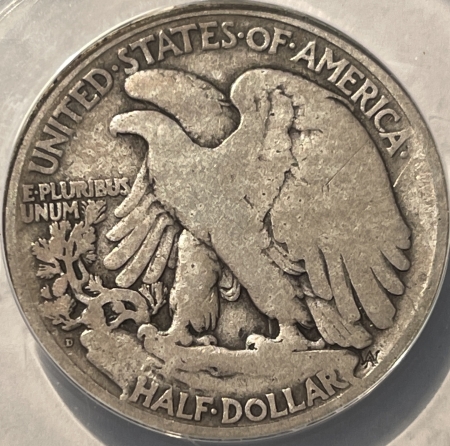 Half Dollars 1921-D WALKING LIBERTY HALF DOLLAR – ANACS VG-8, REALLY WHOLESOME ORIGINAL KEY!