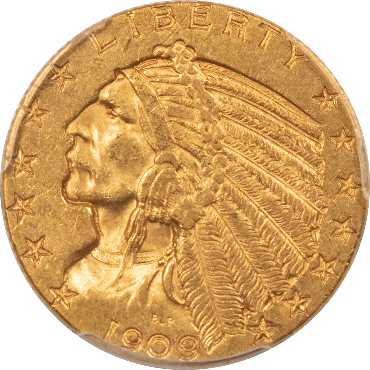 1909-S $5 INDIAN GOLD - PCGS AU-58, FRESH & LOOKS UNC, PREMIUM QUALITY ...