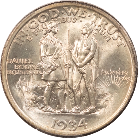 New Certified Coins 1934 BOONE COMMEMORATIVE HALF DOLLAR – PCGS MS-66, ORIGINAL WHITE