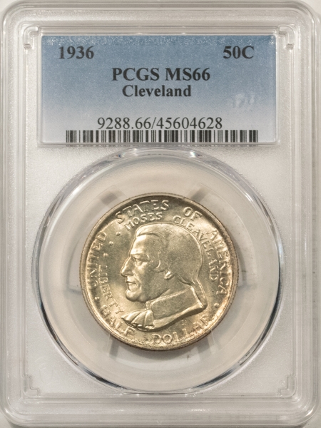 New Certified Coins 1936 CLEVELAND COMMEMORATIVE HALF DOLLAR – PCGS MS-66, PLEASING & LUSTROUS