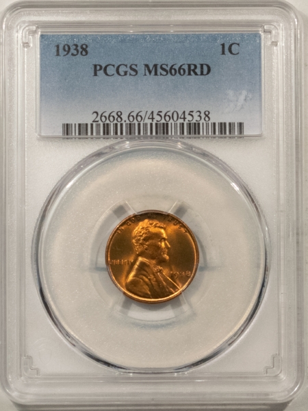 Lincoln Cents (Wheat) 1938 LINCOLN CENT – PCGS MS-66 RD