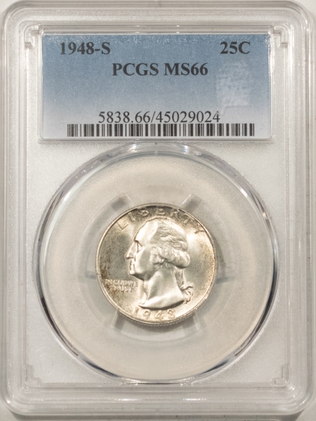 New Certified Coins 1948-S WASHINGTON QUARTER – PCGS MS-66, WHITE