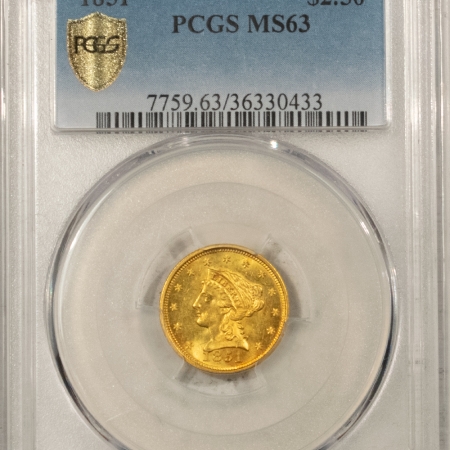 New Store Items 1851 $2.50 LIBERTY HEAD GOLD – PCGS MS-63, FRESH & LUSTROUS!