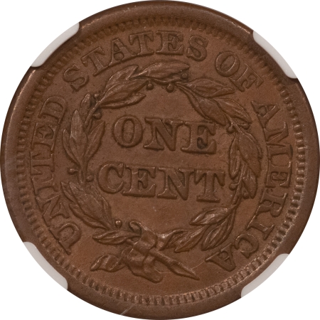 Braided Hair Large Cents 1854 BRADED HAIR LARGE CENT – NGC MS-63 BN, SMOOTH & PLEASING