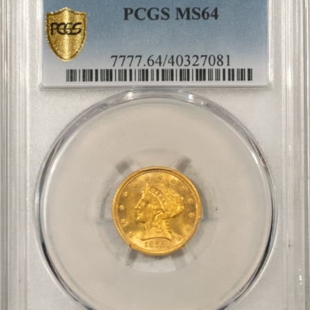 $2.50 1856 $2.50 LIBERTY HEAD GOLD – PCGS MS-64, VERY PRETTY & LUSTROUS!