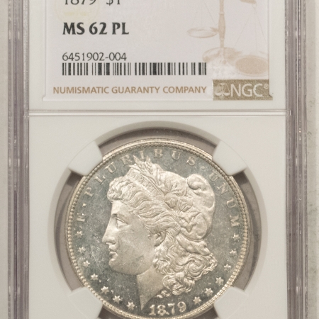 Dollars 1879 MORGAN DOLLAR – NGC MS-62 PL, DEEP & NICE! GREAT PROOLIKE CONTRAST!