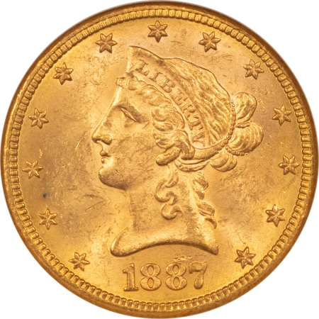$10 1887-S $10 LIBERTY HEAD GOLD – NGC MS-62, FRESH, FLASHY, TOUGHER DATE!