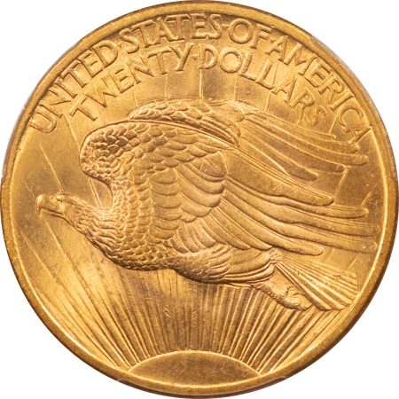 $20 1907 NO MOTTO $20 ST GAUDENS GOLD – PCGS MS-64, SMOOTH & FLASHY