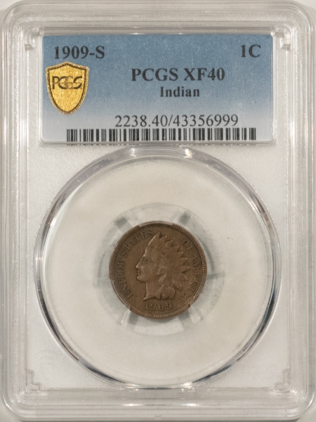 Indian 1909-S INDIAN CENT – PCGS XF-40, NICE CHOCOLATE BROWN KEY-DATE!