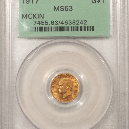 Gold 1917 MCKINLEY GOLD COMMEMORATIVE DOLLAR – PCGS MS-63, OGH, PRETTY & PQ!