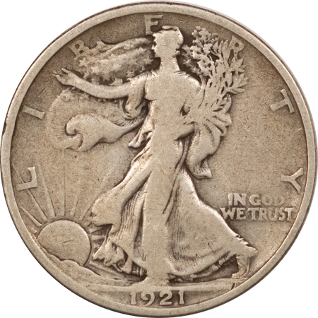 Half Dollars 1921 WALKING LIBERTY HALF DOLLAR, PLEASING CIRCULATED EXAMPLE OF THIS KEY DATE!