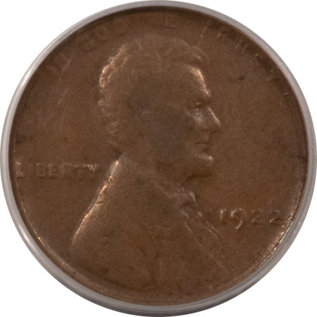 Lincoln Cents (Wheat) 1922 PLAIN NO D LINCOLN CENT – PCGS VF-20, STRONG REVERSE