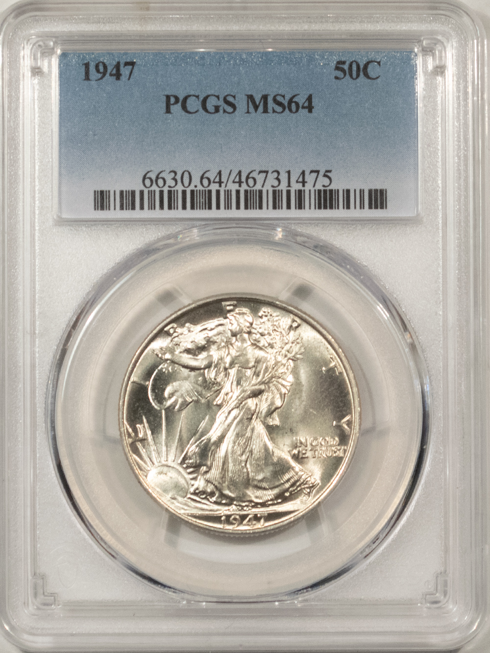 1947 WALKING LIBERTY HALF DOLLAR - PCGS MS-64 BLAST WHITE - The Reeded ...