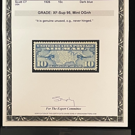 Stamps & Philatelic Items SCOTT #C-7 10c DARK BLUE, PSE GRADED XF-SUP 95, OGnh, SMQ = $100