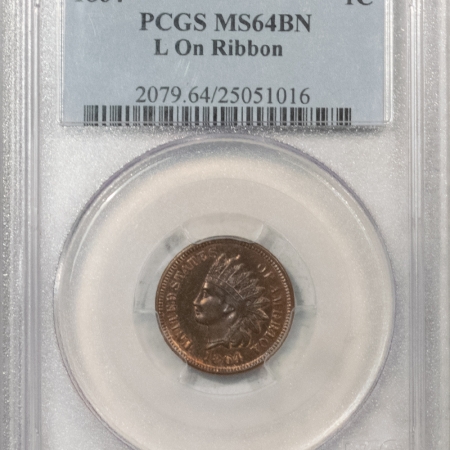 New Store Items 1864 INDIAN CENT, L ON RIBBON – PCGS MS-64 BN, LOOKS GEM! PREMIUM QUALITY!