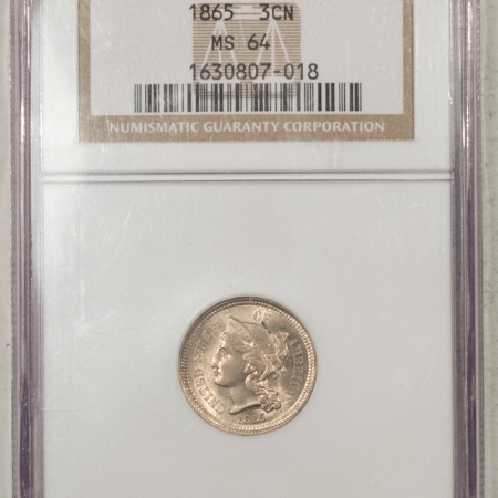 New Store Items 1865 THREE CENT NICKEL – NGC MS-64, VERY LUSTROUS!