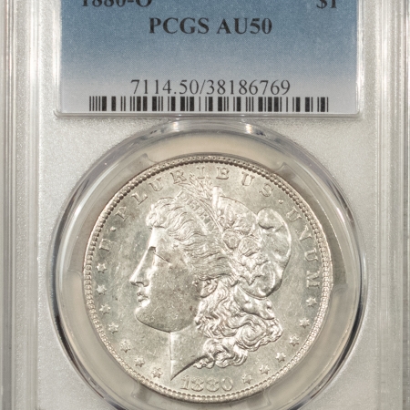 U.S. Certified Coins 1880-O MORGAN DOLLAR – PCGS AU-50, WHITE!