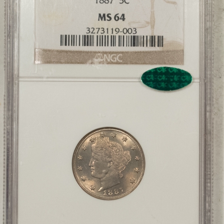 New Store Items 1887 LIBERTY NICKEL – NGC MS-64, LOOKS GEM, PREMIUM QUALITY & CAC APPROVED!