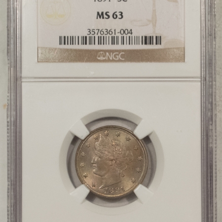 Liberty Nickels 1891 LIBERTY NICKEL – NGC MS-63, CHOICE!
