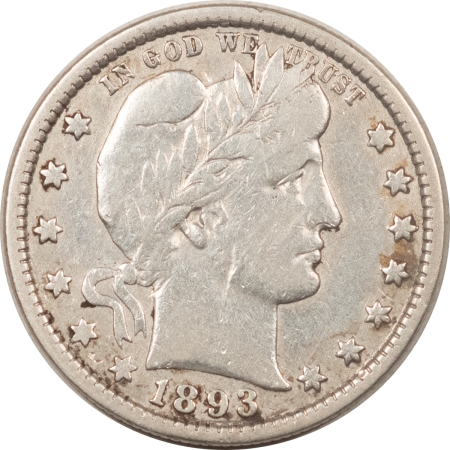 New Store Items 1893-S BARBER QUARTER, FINE+ DETAILS BUT CLEANED