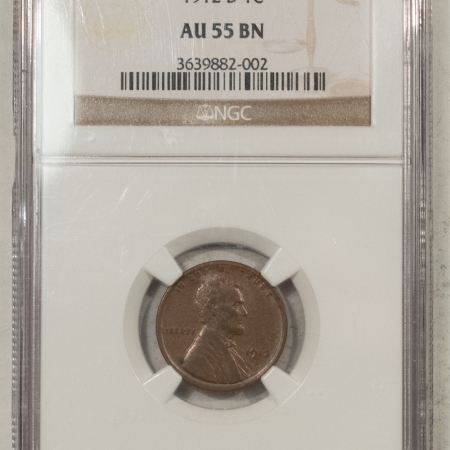 Lincoln Cents (Wheat) 1912-D LINCOLN CENT – NGC AU-55 BN, LOOKS UNCIRCULATED!