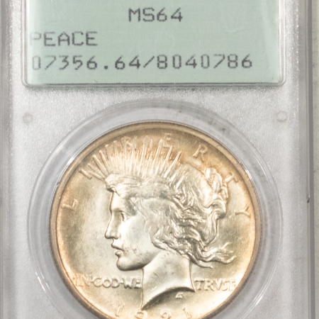 New Certified Coins 1921 PEACE DOLLAR – PCGS MS-64, SUPER PREMIUM QUALITY, LOOKS GEM! RATTLER!